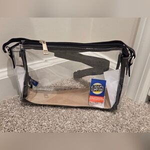 Clear Stadium Compliant Crossbody Bag with Black Trim